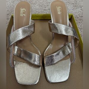 SHEIN Metallic Rose Gold Heeled Sandals